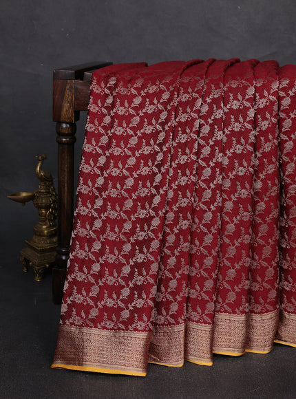 Maroon Banarasi Crepe Saree