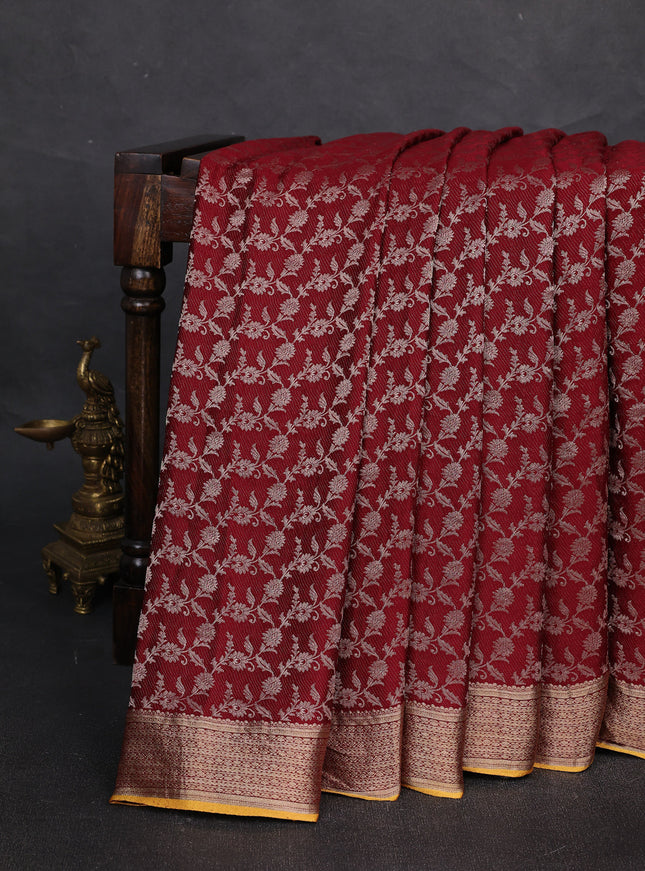 Maroon Banarasi Crepe Saree