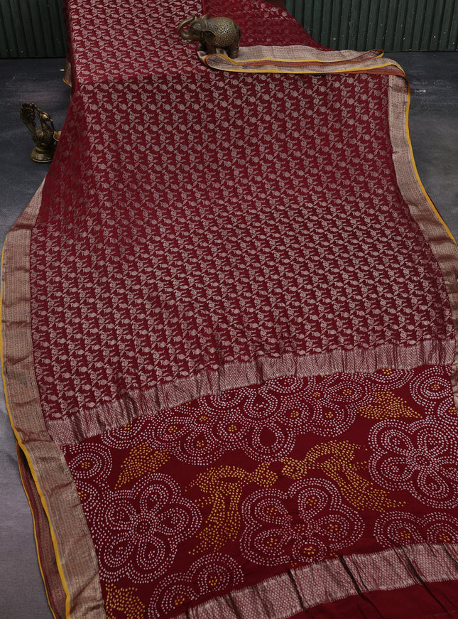 Maroon Banarasi Crepe Saree