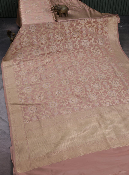 Pastel Peach Banarasi Silk Saree