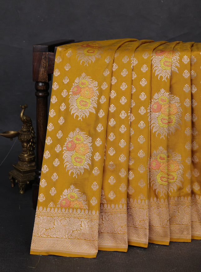 Mustard Banarasi Silk Saree