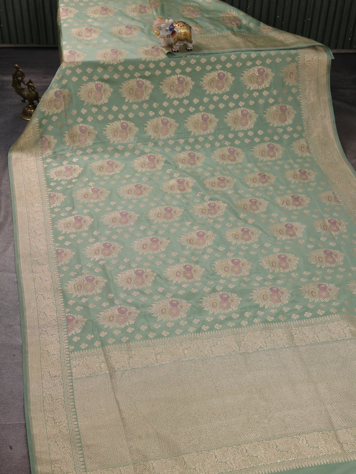 Pastel Green Banarasi Silk Saree