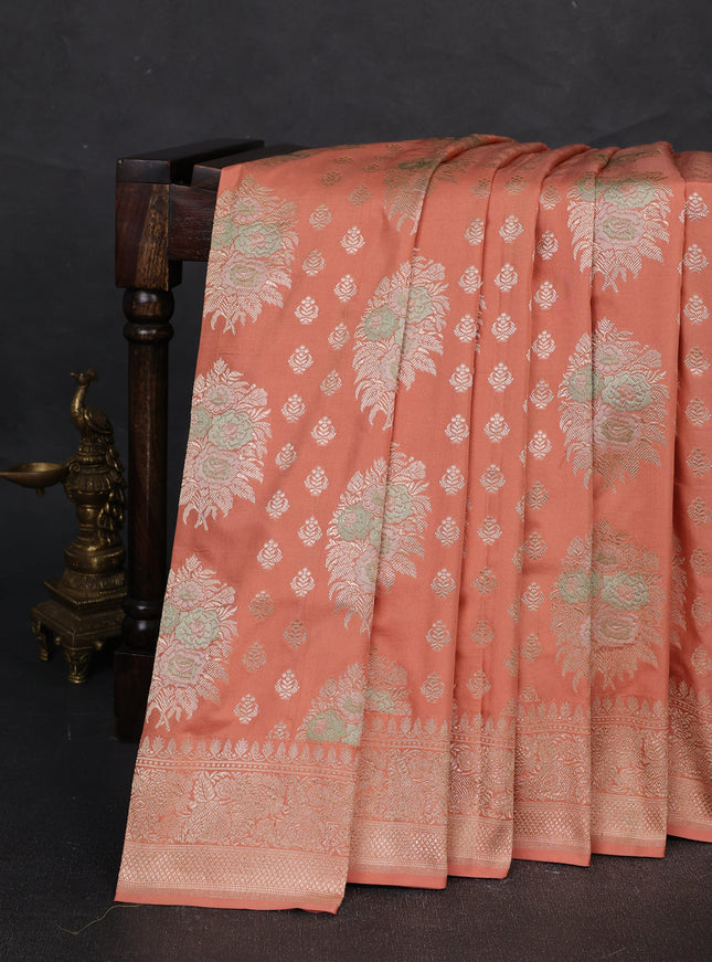 Peach Banarasi Silk Saree