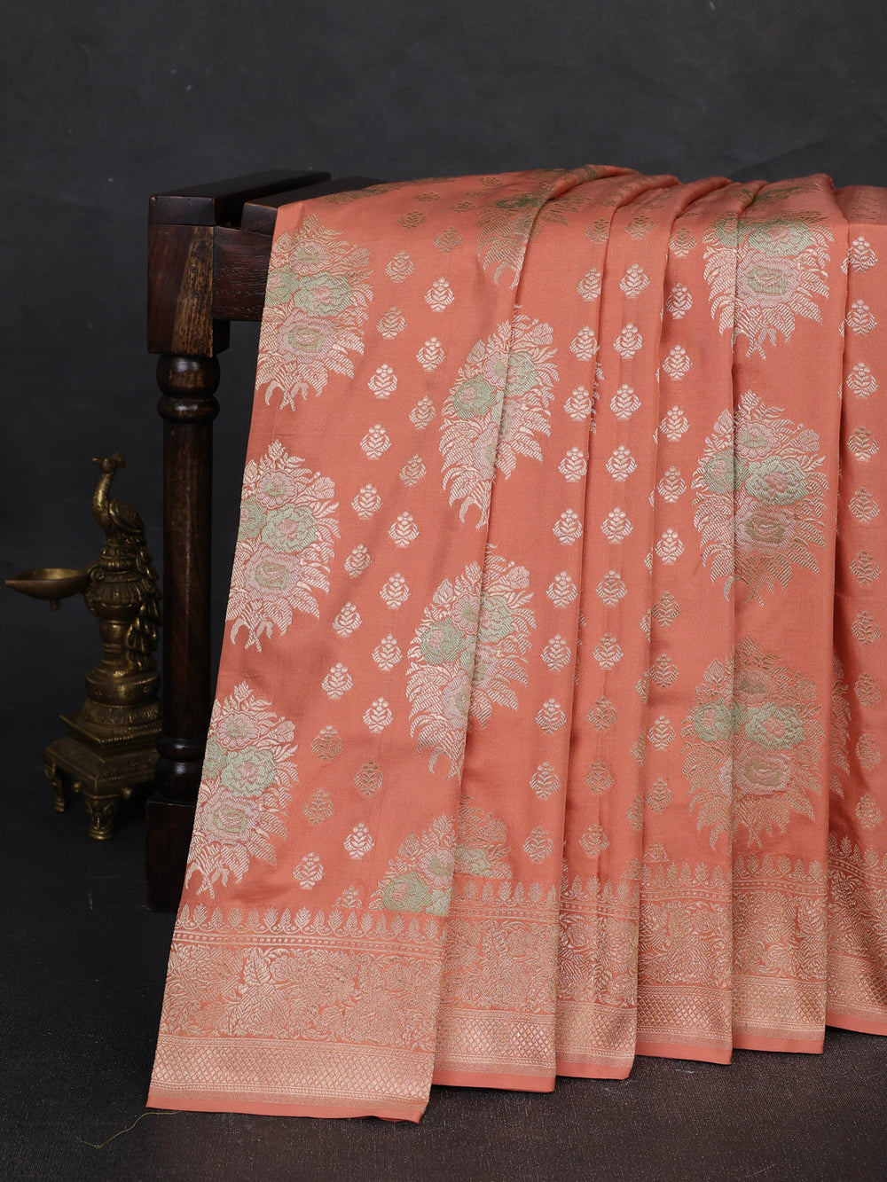 Peach Banarasi Silk Saree