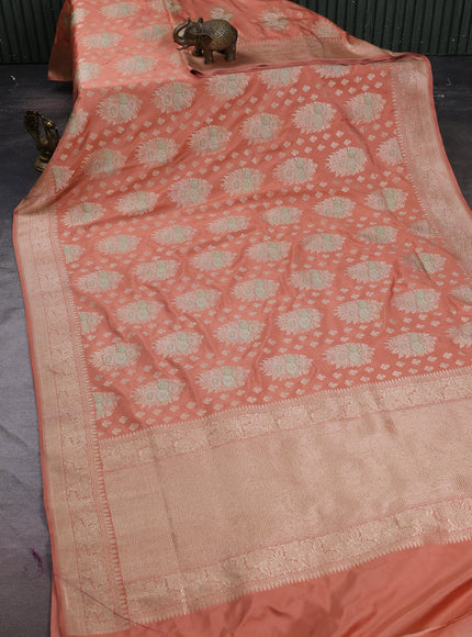 Peach Banarasi Silk Saree