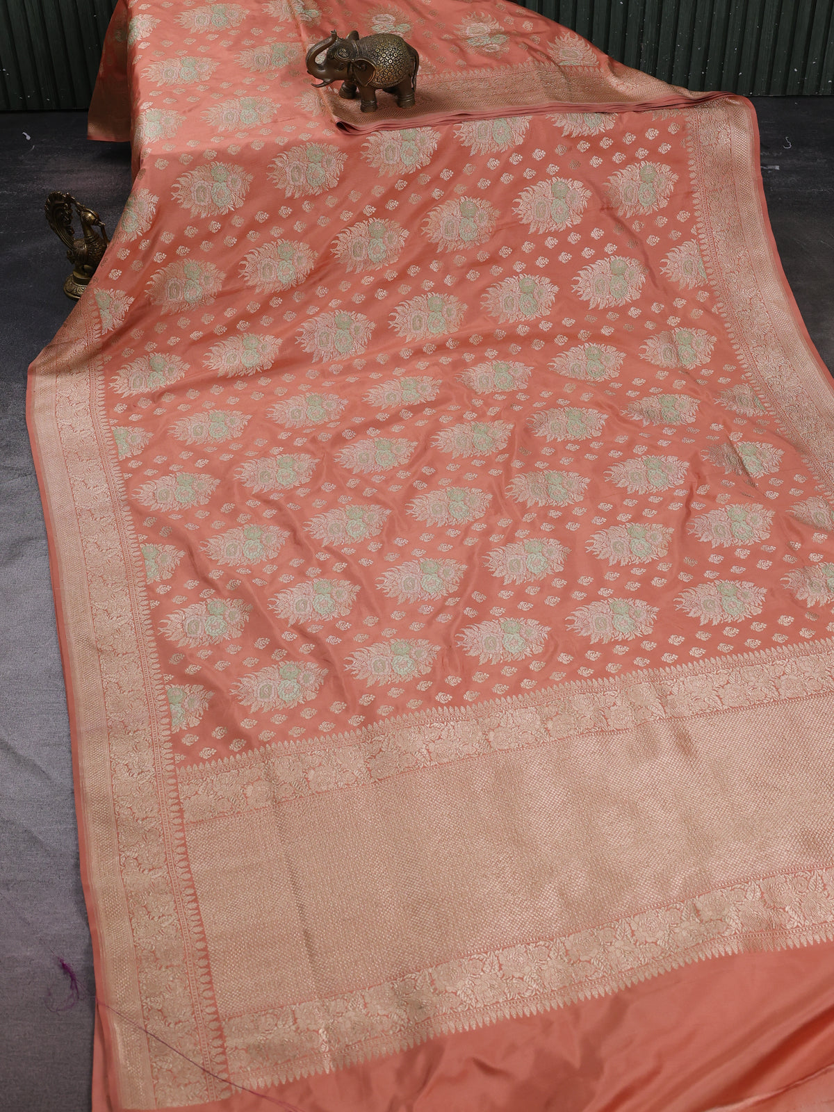 Peach Banarasi Silk Saree
