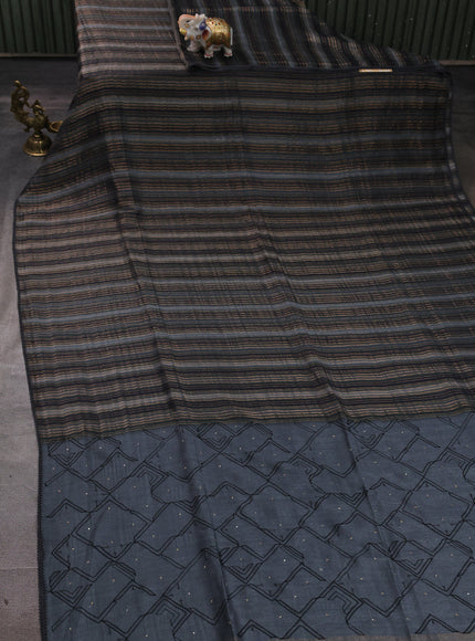 Grey Chanderi Embroidery Saree