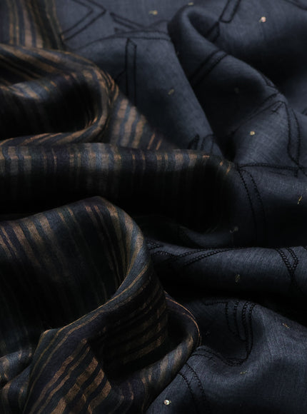 Grey Chanderi Embroidery Saree