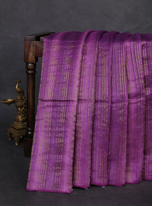 Purple Chanderi Embroidery Saree
