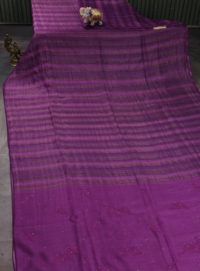 Purple Chanderi Embroidery Saree