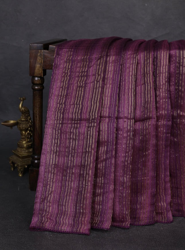 Wine - Magenta Chanderi Embroidery Saree
