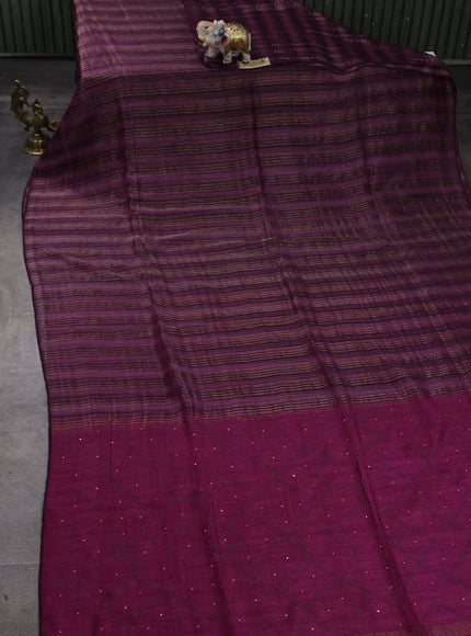 Wine - Magenta Chanderi Embroidery Saree