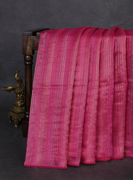 Fuchsia Pink Chanderi Embroidery Saree