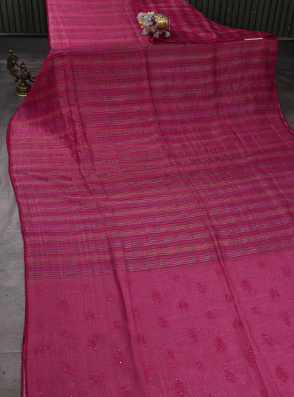 Fuchsia Pink Chanderi Embroidery Saree