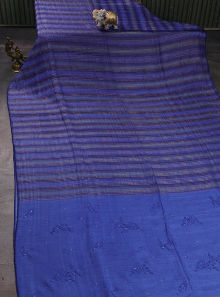 Blue Chanderi Embroidery Saree