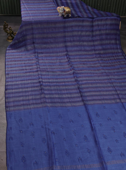 Blue Chanderi Embroidery Saree
