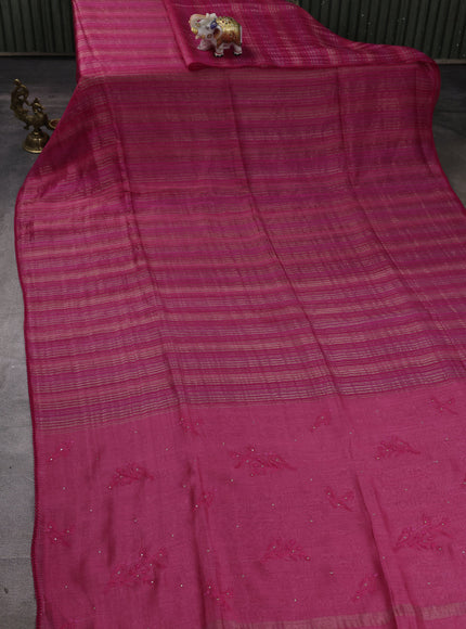 Vibrant Pink Chanderi Embroidery Saree