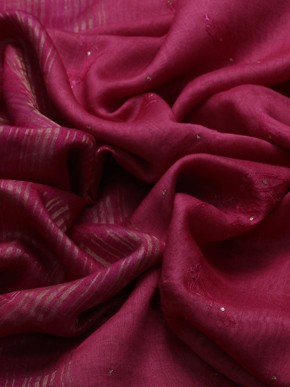 Vibrant Pink Chanderi Embroidery Saree