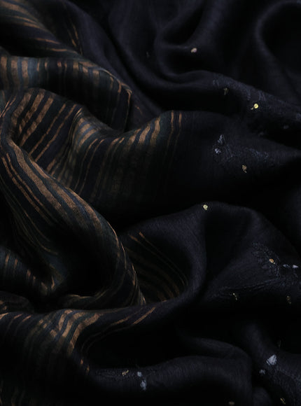 Black Chanderi Tussar Embroidery Saree