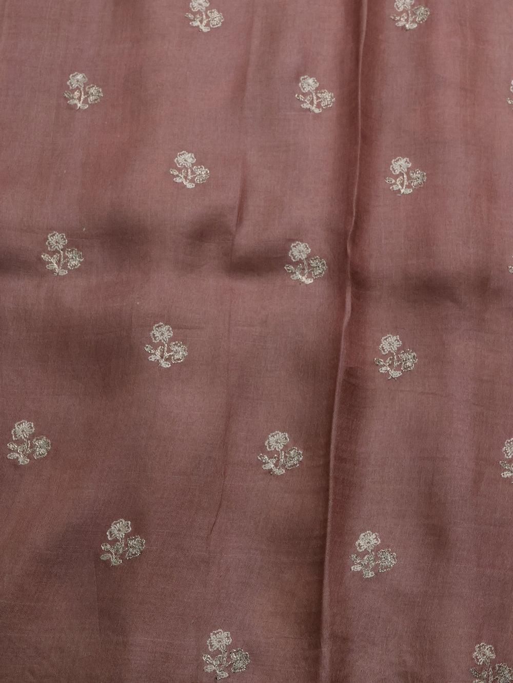 Pastel Brown Printed Tussar Silk Embroidery Saree