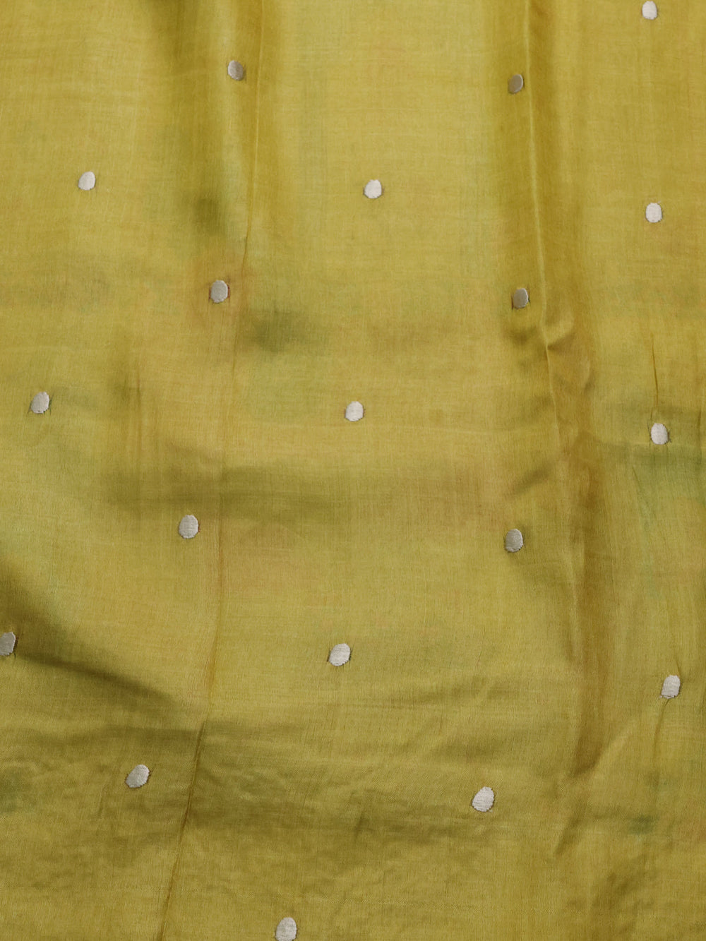Lime Yellow Printed Tussar Silk Embroidery Saree
