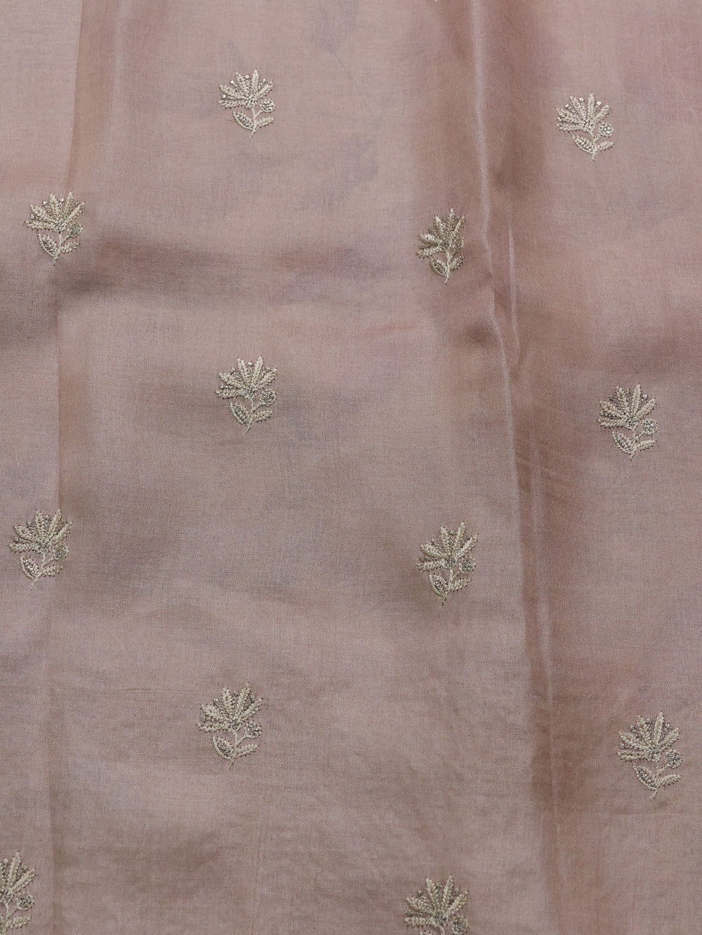Light Peach Printed Tussar Silk Embroidery Saree