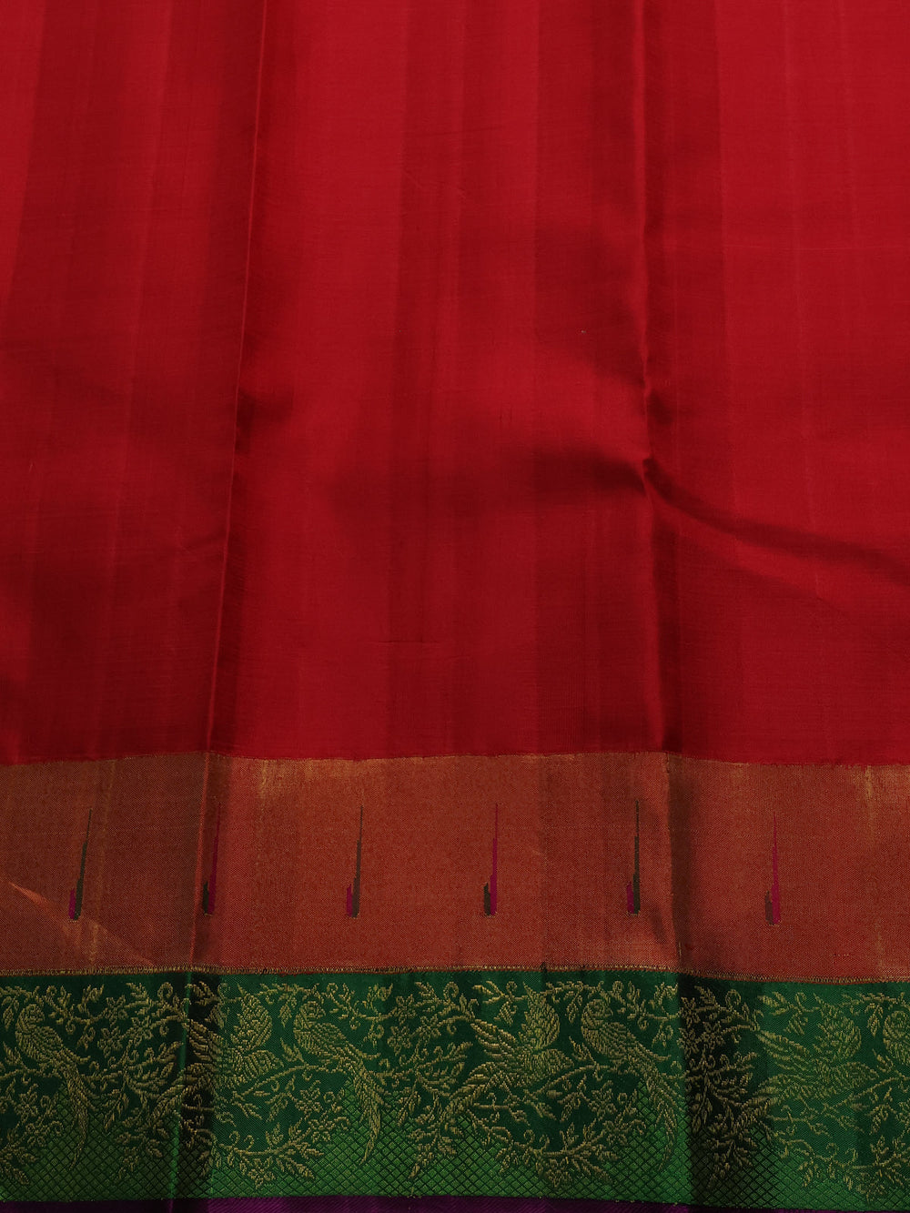 Off White - Red Pure Kanchipuram Silk Saree