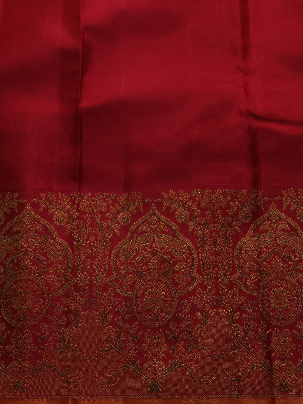 Bottle Green - Maroon Pure Kanchipuram Silk Saree