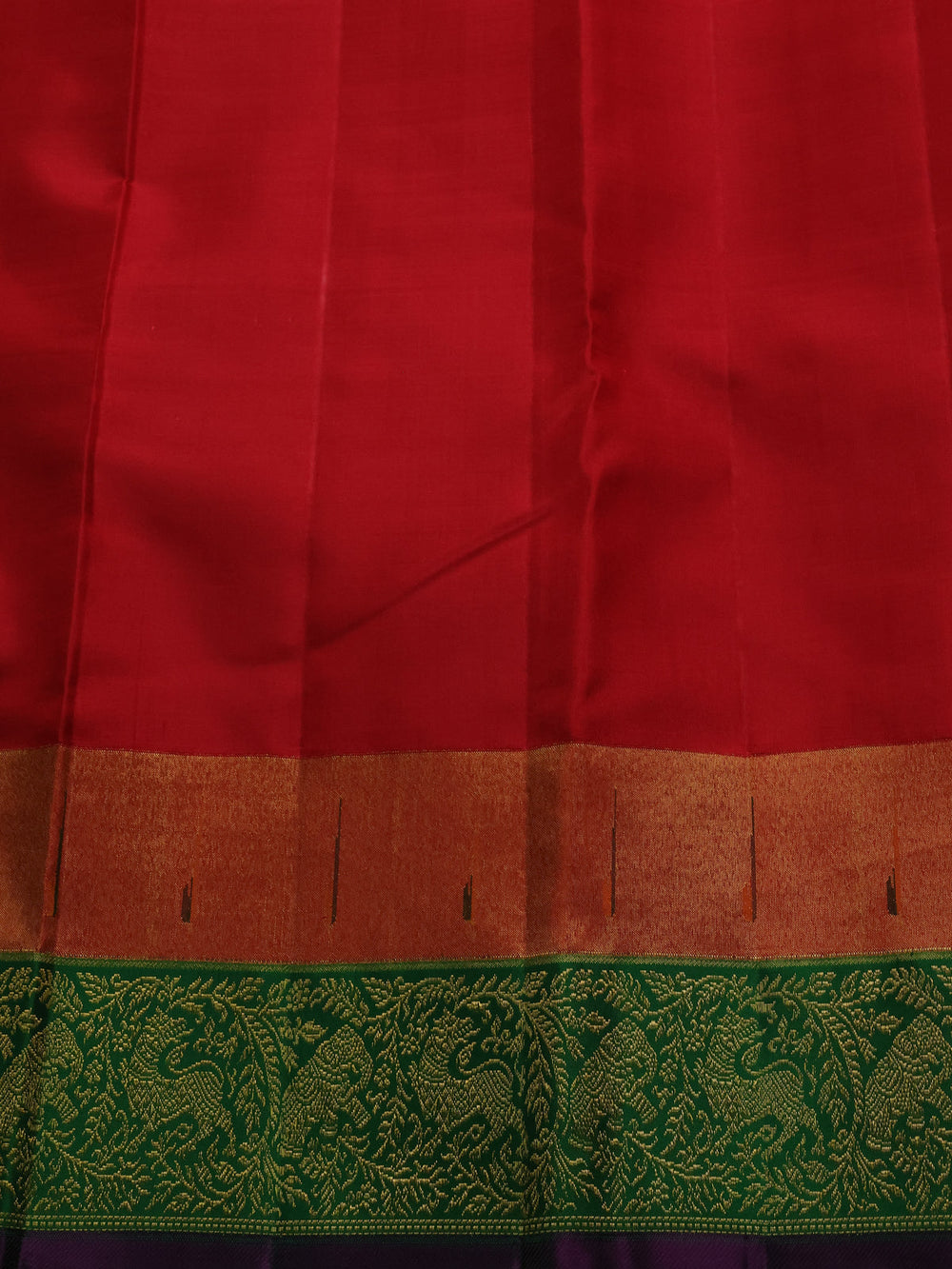 Lime Yellow - Red Pure Kanchipuram Silk Saree