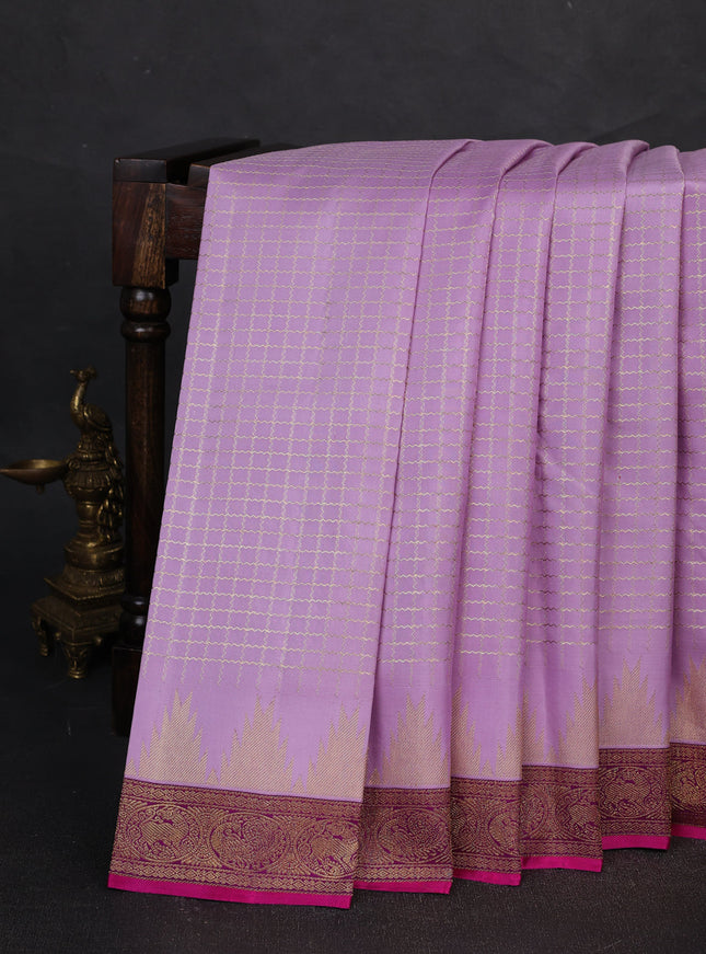 Light Lavender - Purple Pure Kanchipuram Silk Saree