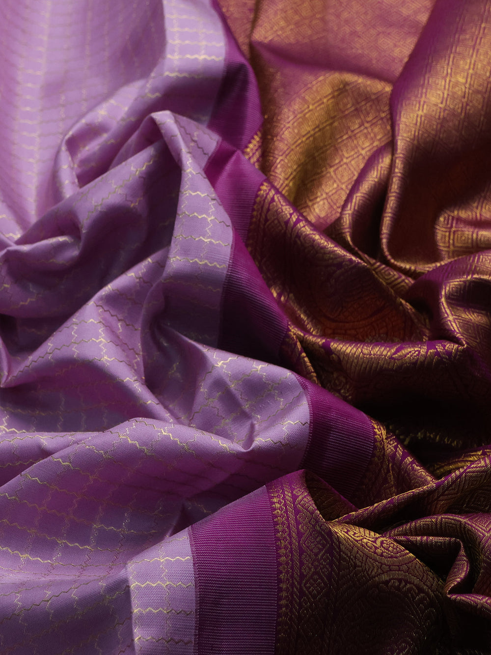 Light Lavender - Purple Pure Kanchipuram Silk Saree