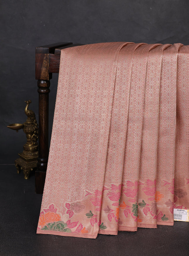 Peach Pure Kanchipuram Silk Saree