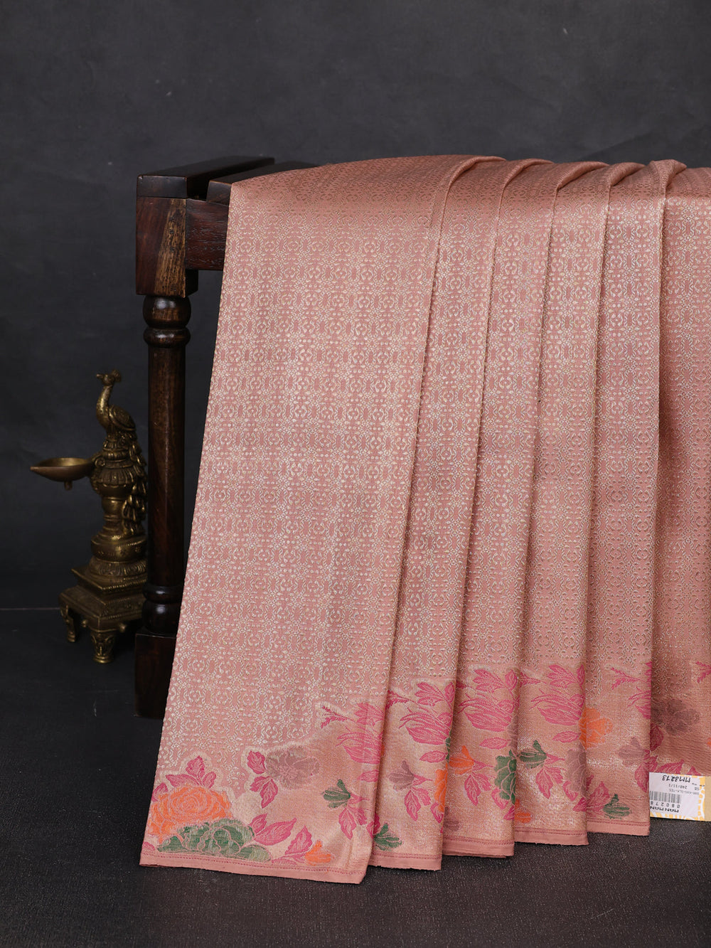 Peach Pure Kanchipuram Silk Saree