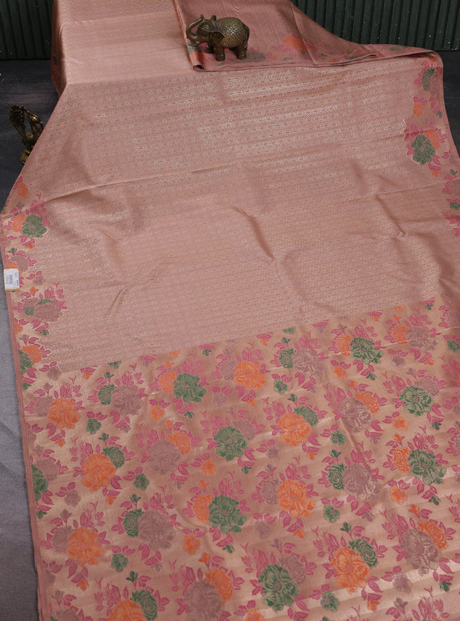 Peach Pure Kanchipuram Silk Saree