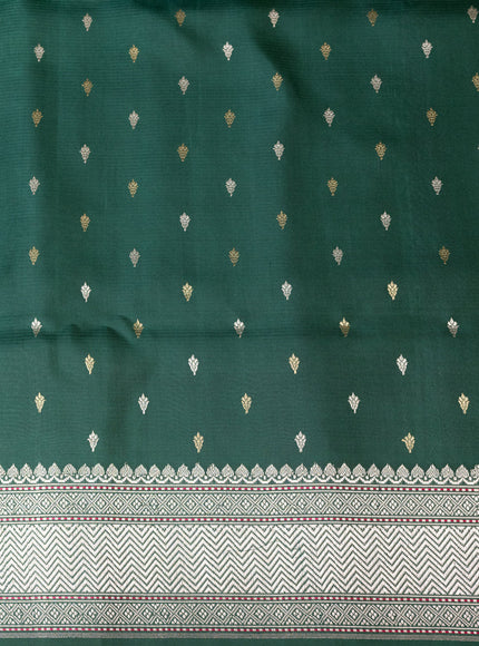 Sap Green - Bottle Green Banarasi Kora Silk Saree