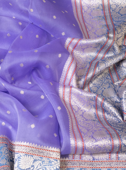 Lavender - Blue Banarasi Kora Silk Saree