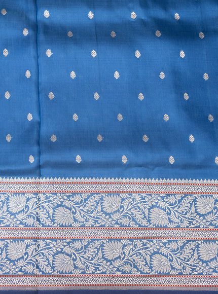 Lavender - Blue Banarasi Kora Silk Saree
