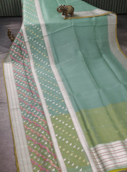 Sage Green Banarasi Kora Silk Saree