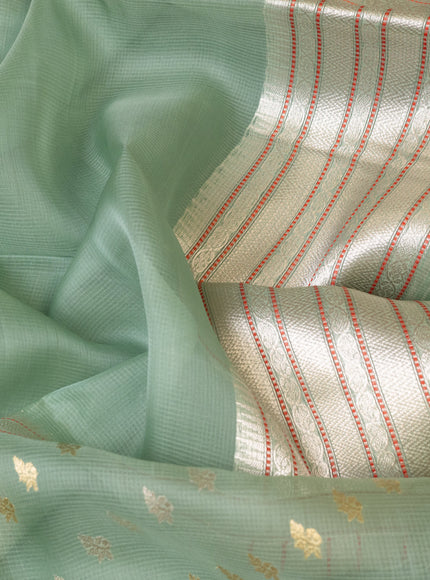 Sage Green Banarasi Kora Silk Saree