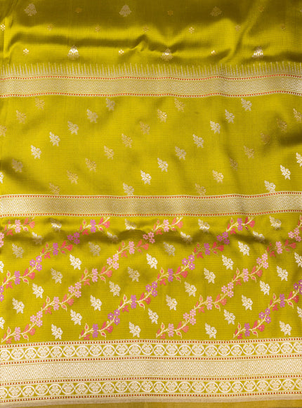 Sage Green Banarasi Kora Silk Saree