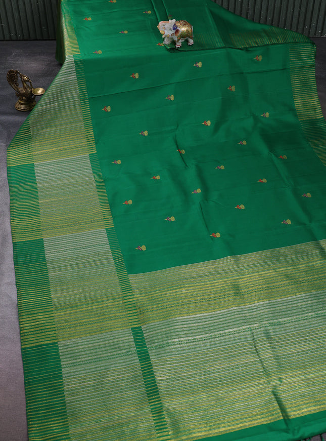 Green - Blue Pure Kanchipuram Silk Saree