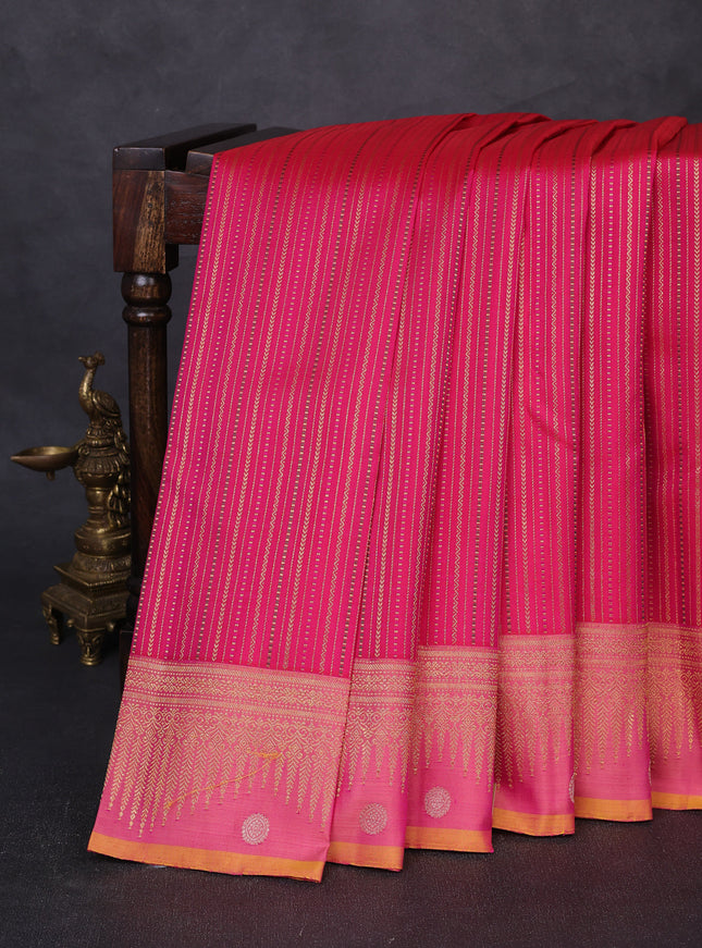 Dark Pink Pure Kanchipuram Silk Saree