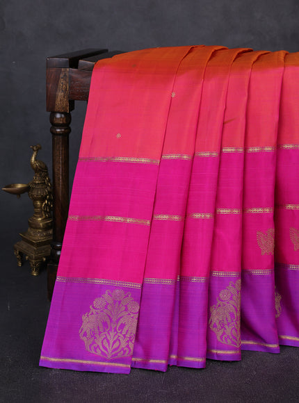 Pink - Purple Pure Kanchipuram Silk Saree