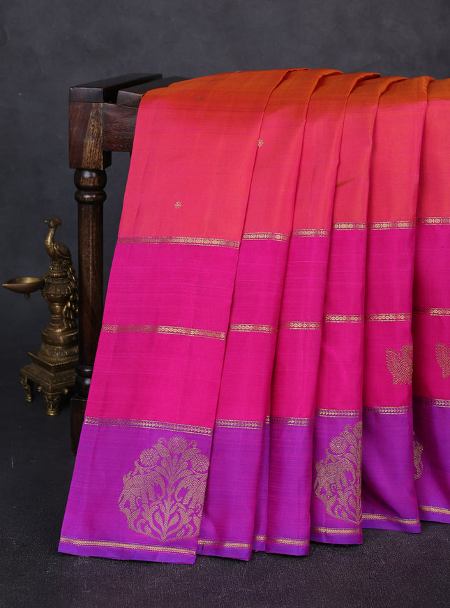 Pink - Purple Pure Kanchipuram Silk Saree