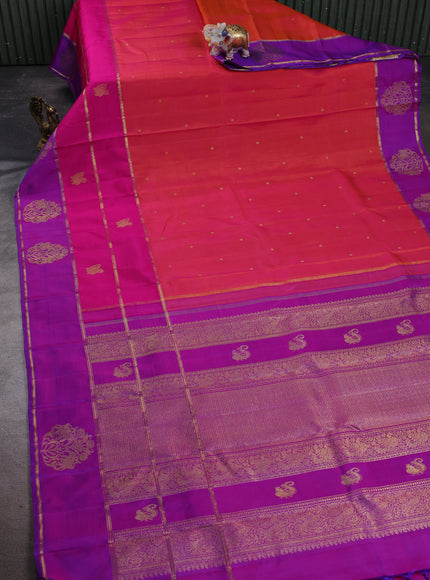 Pink - Purple Pure Kanchipuram Silk Saree
