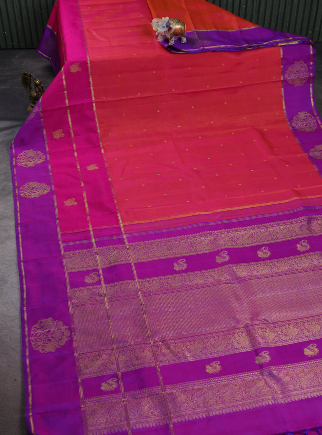 Pink - Purple Pure Kanchipuram Silk Saree