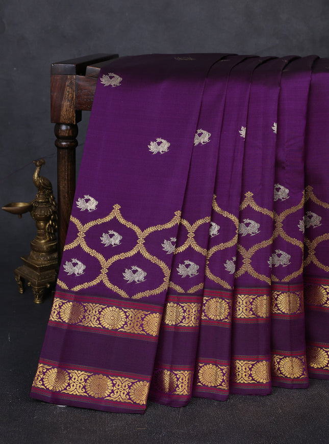 Purple Kanchipuram Silk Saree