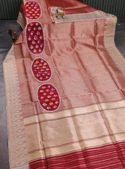 Maroon Banarasi Kora Silk Saree