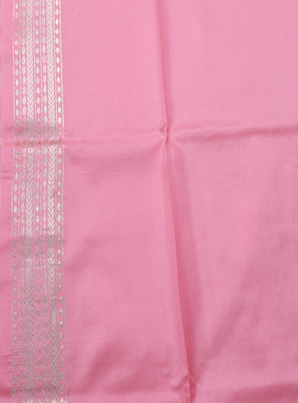 Lime Yellow - Baby Pink Banarasi Silk Saree