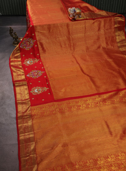 Red Banarasi Silk With Kanchi Border & Pallu